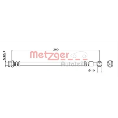 Kuva METZGER 4111743 Jarruletku Taka akseli, vasen, oikea, Jarrusatulassa 260 MITSUBISHI: ASX SUV