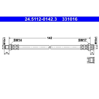Kuva ATE 24.5112 0142.3 Jarruletku 142 M10x1 FIAT: Punto II Hatchback, OPEL: Corsa D E ABARTH: Evo
