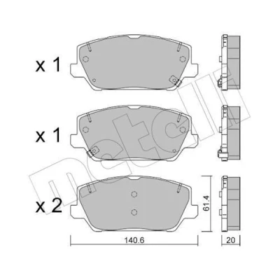 Kuva METELLI 22 1241 0 Jarrupalat akustisella kulumavaroittimella KIA: Optima / K5 Sportswagon, HYUNDAI: i30 III Hatchback, Kona SUV
