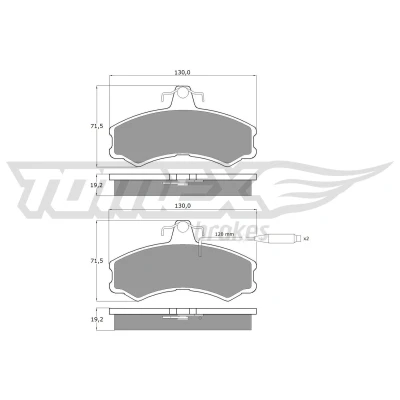 Kuva TOMEX brakes TX 10 46 Jarrupalat Etuakseli kulumisvaroitinkoskettimella FIAT: Ducato I Flatbed Kuorma auto/Alusta, Van, Panorama