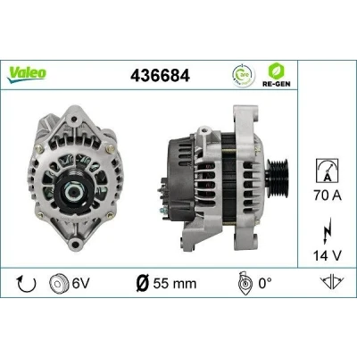 Kuva VALEO 436684 Laturi 14V 70A OPEL: Vectra C CC, Astra F Corsa B Hatchback