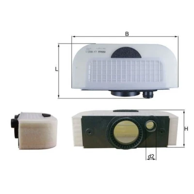 Kuva MAHLE ORIGINAL LX 3557/1 Ilmansuodatin 105,5 334 173,5 Suodatinpanos