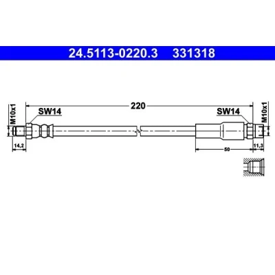 Kuva ATE 24.5113 0220.3 Jarruletku 215 M10x1 AUDI: A4 B5 Avant, 100 C4 V8