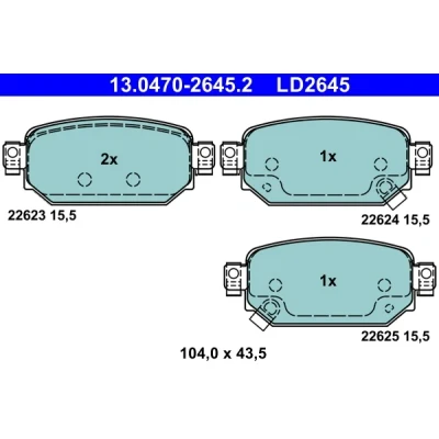 Kuva ATE 13.0470 2645.2 Jarrupalat akustisella kulumavaroittimella MAZDA: 3 Hatchback, Sedan, CX
