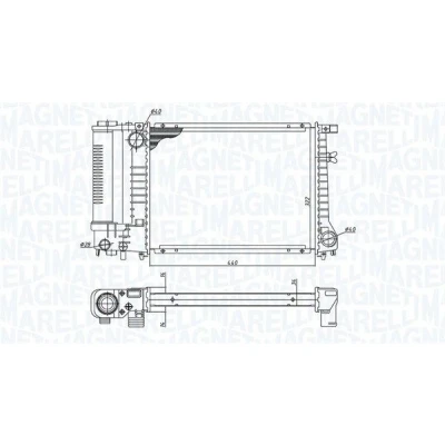 Kuva MAGNETI MARELLI 350213240000 Jäähdytin 440mm 340mm 32mm Jäähdytysrivat mekaan. kiinnitetyt BMW: 5 Touring, 3 Cabriolet, Sedan