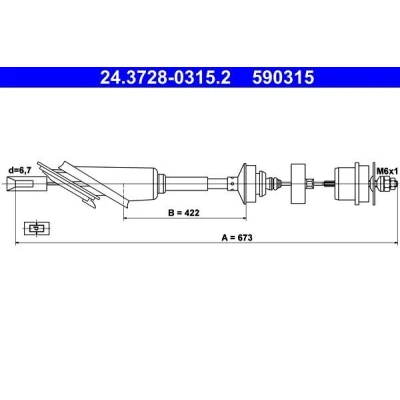 Kuva ATE 24.3728 0315.2 Kytkinvaijeri CITROËN: Saxo Hatchback, PEUGEOT: 106 II Hatchback