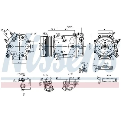Kuva NISSENS 890780 Ilmastoinnin Kompressori SD7V16 12 PAG 46 YF R 134a PEUGEOT: Boxer Bussi, Van