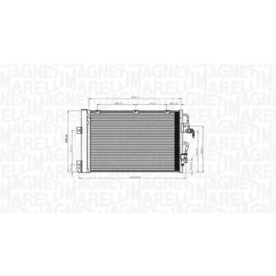 Kuva MAGNETI MARELLI 350203900000 Ilmastoinnin Lauhdutin Vedenerottimella 574x378x16 378 574 16 OPEL: Astra H Caravan, Zafira B, Hatchback