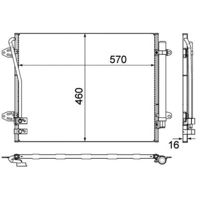 Kuva MAHLE ORIGINAL AC 734 000P Ilmastoinnin Lauhdutin Vedenerottimella 570 VOLKSWAGEN: Passat B7 Variant, B6 Alltrack