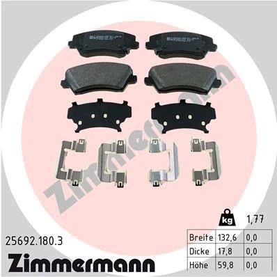 Kuva ZIMMERMANN 25692.180.3 Jarrupalat akustisella kulumavaroittimella Valokuva vastaa toimituslaajuutta, liukulevyllä KIA: Ceed III Sportswagon