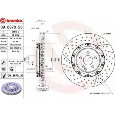 Kuva BREMBO TWO PIECE FLOATING DISCS LINE 09.8878.23 Jarrulevyt MERCEDES BENZ: CLS Coupe, SL Cabriolet