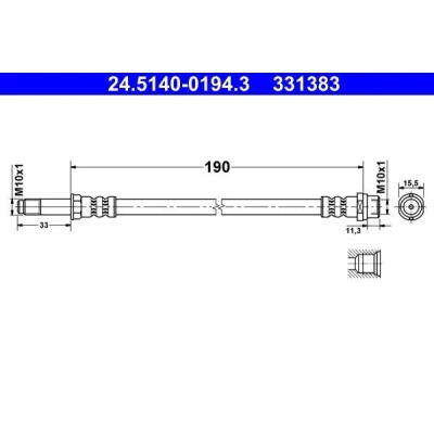 Kuva ATE 24.5140 0194.3 Jarruletku 190 M10x1 VOLKSWAGEN: Transporter 5, Multivan 5 (7HM, Bus