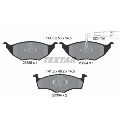 Kuva TEXTAR 2339502 Jarrupalat kulumisvaroitinkoskettimella AUDI: A2