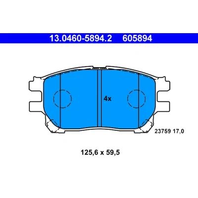 Kuva ATE 13.0460 5894.2 Jarrupalat Ilman kulumisenilmaisinta TOYOTA: Previa / Estima II