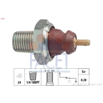 Kuva FACET 7.0011 Öljynpaineanturi 1/4 18NPT Made in Italy OE Equivalent FORD: Sierra Mk2 Sedan, Focus Mk1 Farmari, Hatchback
