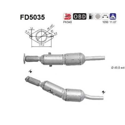 Kuva AS FD5035 Hiukkassuodatin Kordieriitti