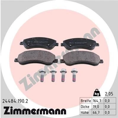 Kuva ZIMMERMANN 24484.190.2 Jarrupalat Valokuva vastaa toimituslaajuutta VOLKSWAGEN: Amarok Pick up