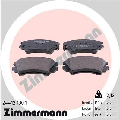 Kuva ZIMMERMANN 24412.190.1 Jarrupalat Valokuva vastaa toimituslaajuutta OPEL: Insignia A Sports Tourer, Hatchback, Astra J Tourer
