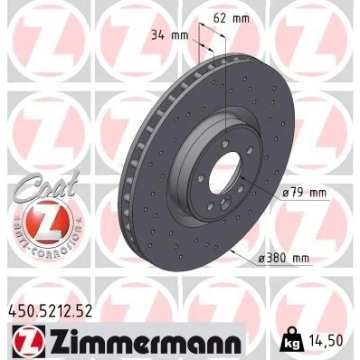 Kuva ZIMMERMANN Sport COAT Z 450.5212.52 Jarrulevyt 380 34 6/5 5 120 tuuletettu sisältä, reijitetty pinnoitettu hiiliteräs LAND ROVER: Range Rover