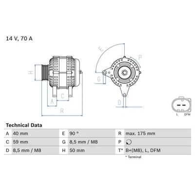 Kuva BOSCH 0 986 041 910 Laturi 14V 70A VOLKSWAGEN: Lupo / 3L, SKODA: Octavia I Hatchback