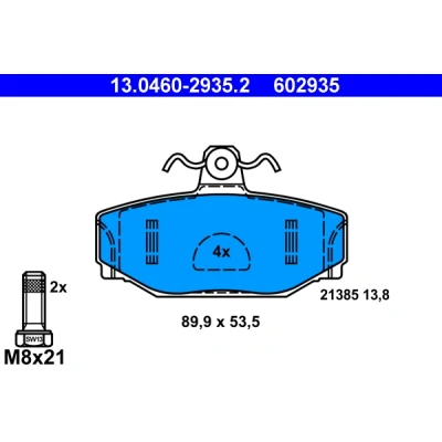 Kuva ATE 13.0460 2935.2 Jarrupalat Ilman kulumisenilmaisinta Jarrusatulan ruuveilla VOLVO: V70 I, 940 I Sedan, 740 Sedan