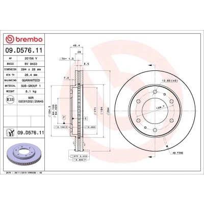 Kuva BREMBO 09.D576.11 Jarrulevyt 294 28 6 tuuletettu sisältä pinnoitettu MITSUBISHI: L200 / Triton V Pick up, IV up
