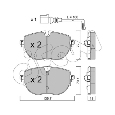 Kuva CIFAM 822 1321 0 Jarrupalat Kulumisenilmaisemelle VOLKSWAGEN: Multivan 6, Transporter 6 Bus,