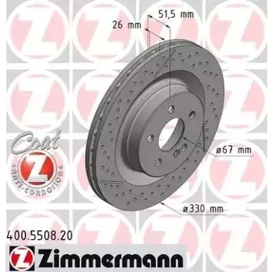 Kuva ZIMMERMANN COAT Z 400.5508.20 Jarrulevyt 330 26 6/5 5 112 tuuletettu sisältä, uritettu/rei&#039;itetty pinnoitettu hiiliteräs