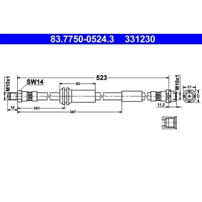 Kuva ATE 83.7750 0524.3 Jarruletku 523 M10x1 MINI: Hatchback
