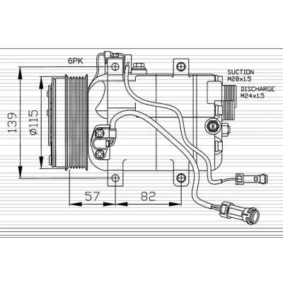 Kuva NRF 32028 Ilmastoinnin Kompressori DCW17D 12 PAG 46 R 134a kompressoriöljyllä, Tiivisterenkaalla AUDI: A6 C4 Avant, A8 D2
