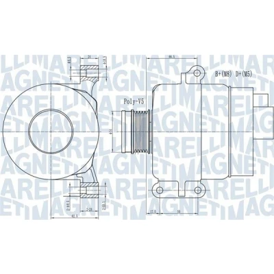 Kuva MAGNETI MARELLI 063731969010 Laturi 14V 120A FIAT: Doblo II Van / Farmari, Grande Punto Hatchback, Evo ALFA ROMEO: MiTo