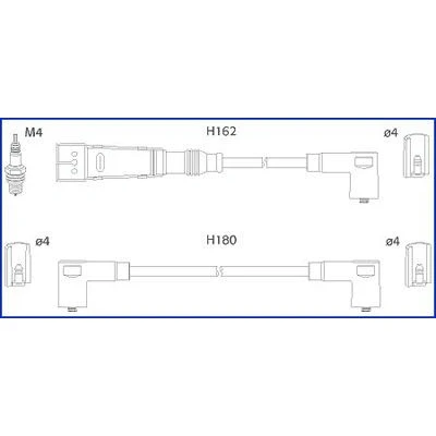 Kuva HITACHI 134715 Sytytysjohto AUDI: 100 C4 Sedan, 80 B4 90 B2, VOLKSWAGEN: Passat B2 Hatchback