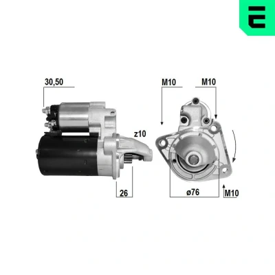 Kuva ERA 221167A Starttimoottori 12V 1,1kW 10 Pin &quot;50&quot; M6 76mm FORD: Focus Mk1 Van / Farmari