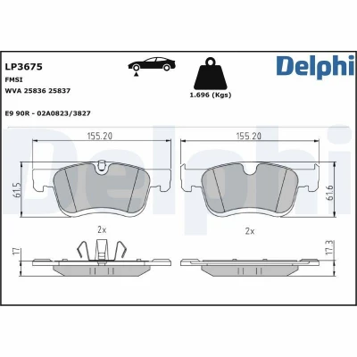 Kuva Jarrupalasarja, levyjarru DELPHI LP3675, Edessä