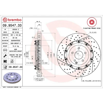 Kuva BREMBO TWO PIECE FLOATING DISCS LINE 09.9547.33 Jarrulevyt MERCEDES BENZ: SLK, CLK Coupe