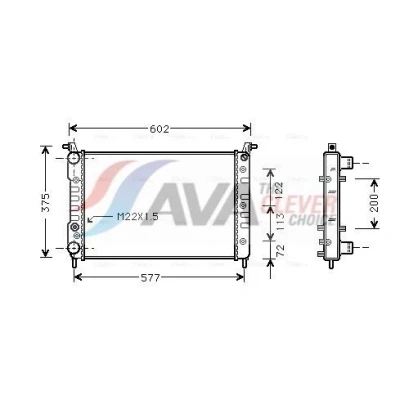 Kuva AVA COOLING SYSTEMS FT2224 Jäähdytin Alumiini 520mm 359mm 23mm Jäähdytysrivat mekaan. kiinnitetyt
