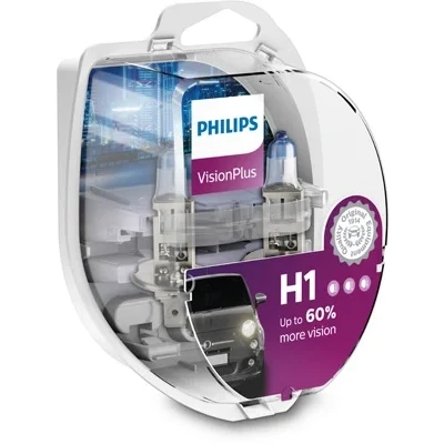Kuva Halogeenilamppu PHILIPS VisionPlus H1 P14,5s BMW, MASERATI, ROVER, HONDA, DACIA, LAND VOLVO, SUBARU, SSANGYONG, ALPINA, IVECO, SAAB, TALBOT,