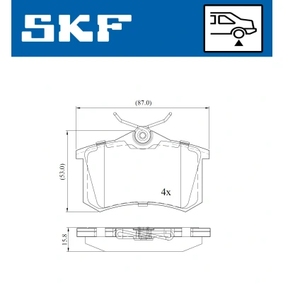 Kuva SKF VKBP 90047 Jarrupalat Ei kulumisenilmaisimelle PEUGEOT: 208 I Hatchback, 2008 Farmari