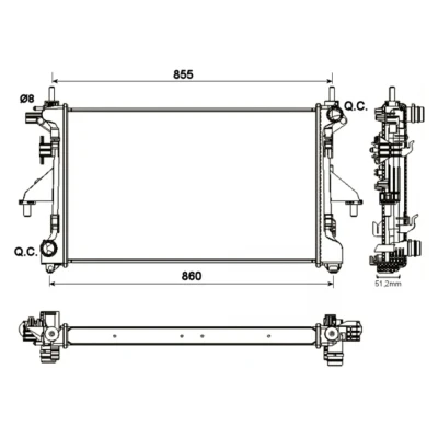 Kuva NRF 54204 Jäähdytin Alumiini 780 368 26 Jäähdytysrivat juotetut FIAT: Ducato III Flatbed Kuorma auto / Alusta, Van, PEUGEOT: Boxer Bussi