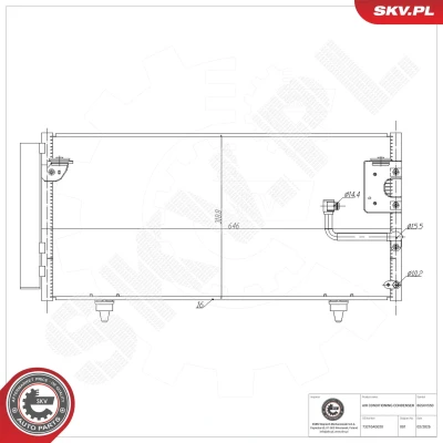 Kuva ESEN SKV 86SKV550 Ilmastoinnin Lauhdutin Vedenerottimella Alumiini 646mm
