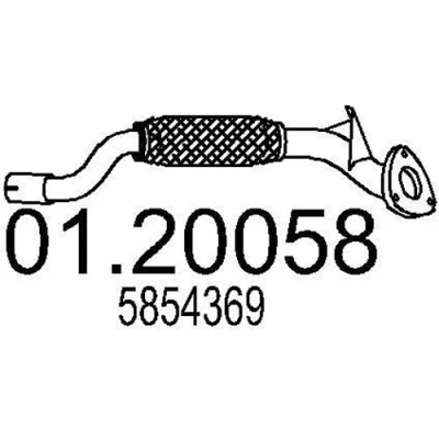 Kuva MTS 01.20058 Pakoputki 700 Edessä keskiäänenvaimentajalle OPEL: Corsa D Hatchback