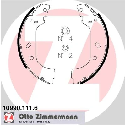 Kuva ZIMMERMANN 10990.111.6 Jarrukengät 256 61 Valokuva vastaa toimituslaajuutta OPEL: Corsa A TR, CITROËN: Jumpy I Van, FIAT: Scudo Van