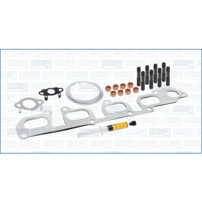 Kuva AJUSA JTC11703 Asennussarja Turboahdin with studs, syringe oil Tiivisteillä asennusohjeella VOLKSWAGEN: Transporter 5, Multivan 5 (7HM