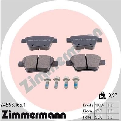 Kuva ZIMMERMANN 24563.165.1 Jarrupalat Ruuveilla Valokuva vastaa toimituslaajuutta VOLKSWAGEN: Golf 7 Variant, 7, 6, SKODA: Octavia 2 Combi
