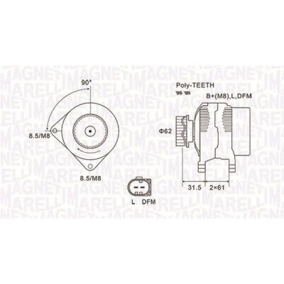 Kuva MAGNETI MARELLI 063731820010 Laturi 14V 180A VOLKSWAGEN: Multivan 5 (7HM, Transporter 5, Bus