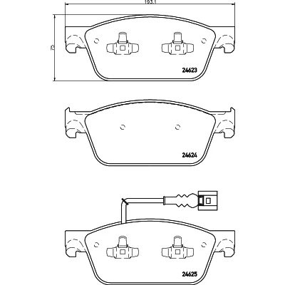 Kuva HELLA 8DB 355 014 981 Jarrupalat kulumisvaroitinkoskettimella VOLKSWAGEN: Transporter 5, Multivan 6, 5 Bus