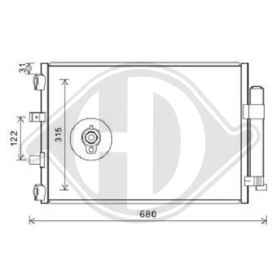 Kuva DIEDERICHS DCC1644 Ilmastoinnin Lauhdutin Vedenerottimella Climate 15,4 Alumiini R 134a FORD: FOCUS 3 Turnier, C Max 2,