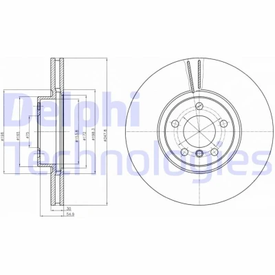 Kuva DELPHI BG9063C Jarrulevyt 348 30 5 Tuuletettu pinnoitettu käsittelemätön ilman pyöränlaakeria, ABS sensorirengasta BMW: X5, X6