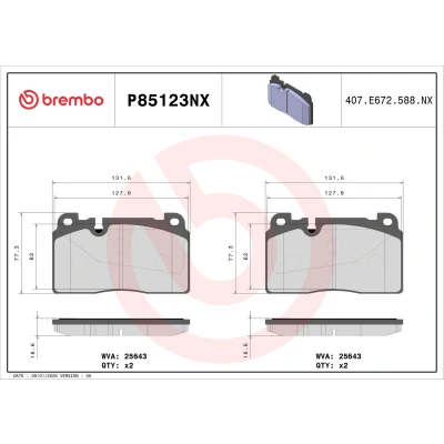 Kuva BREMBO P85123NX Jarrupalat valmius kulumisenilmaisemelle