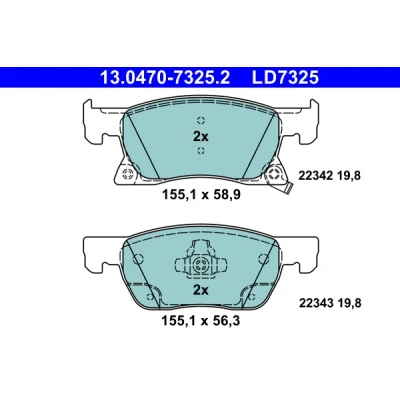 Kuva ATE Ceramic 13.0470 7325.2 Jarrupalat akustisella kulumavaroittimella OPEL: Astra K Sports Tourer, Hatchback